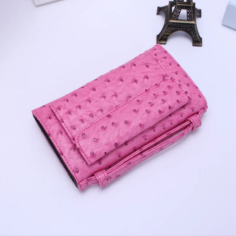 Страусиный Узор Женский кошелек из натуральной кожи Rfid держатель для карт клатч