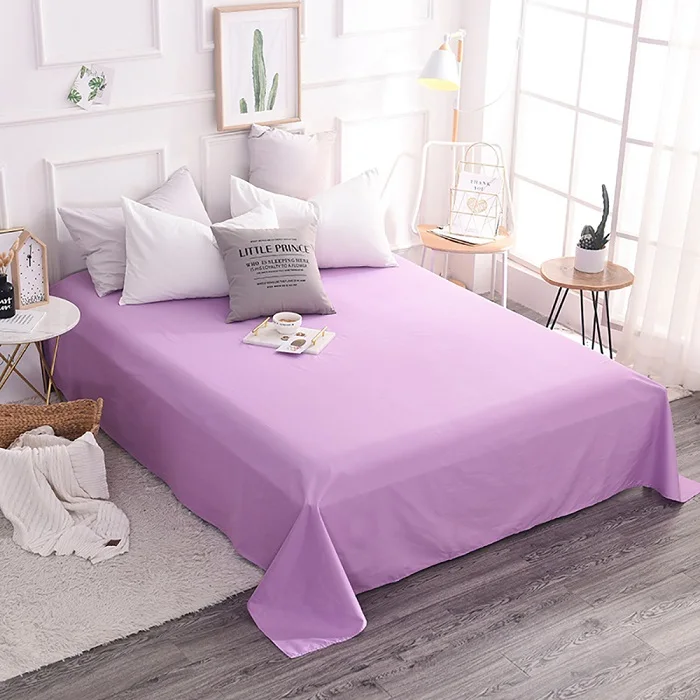 Light purple Чистый хлопок лист сплошной цвет струйный чесаный хлопок чистый хлопок для одиночной и Двойной простыни - Цвет: Light purple