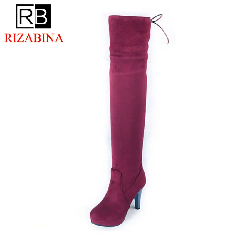 RIZABINA/пикантные женские сапоги на высоком каблуке размера плюс 34-45 теплая обувь