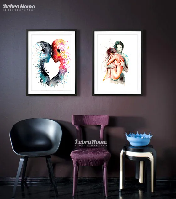 Оригинальная акварельная картина на холсте любовь настенный плакат и принты
