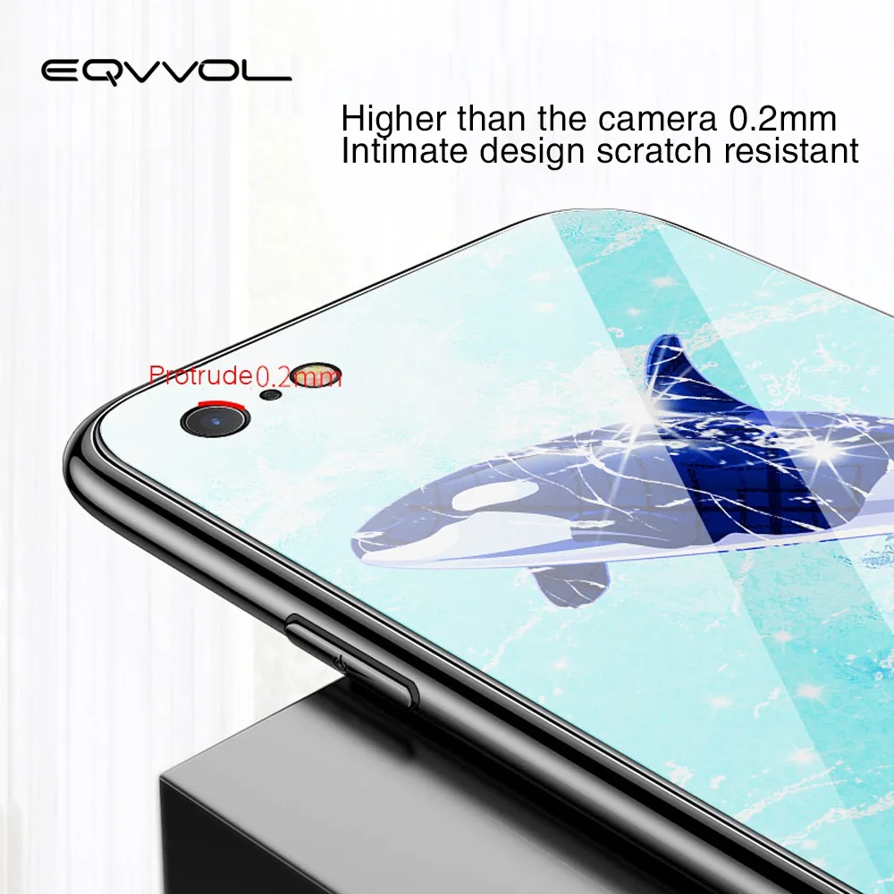 Eqvvol закаленное стекло ТПУ чехол для iPhone X 8 плюс защитный мобильного телефона 6 Plus