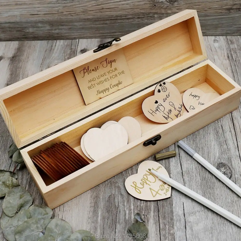 Персонализированная Свадебная Гостевая книга деревянная коробка для хранения с