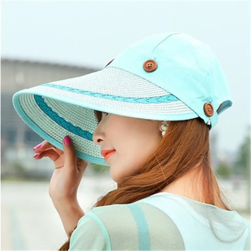 Sun Hat Ladies Wide Brim Straw Women Large Floppy Summer Beach A Button Cap Hats For Women|sun hat|straw hatsummer hats for women |