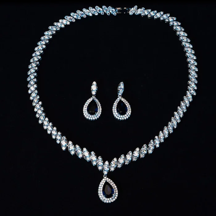 Модные комплекты ювелирных изделий AAA с синим кубическим цирконием