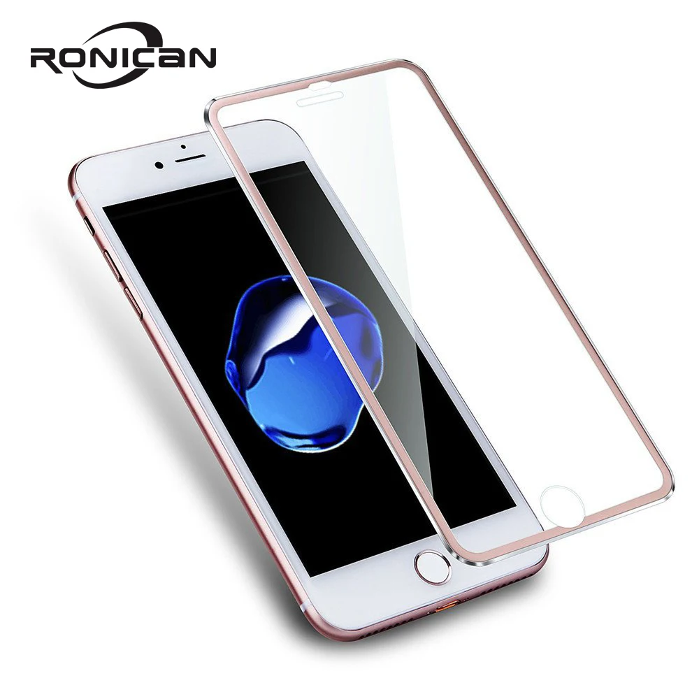 Ronian 3D закаленное стекло из алюминиевого сплава для iphone 6, 6s, 7, 8 Plus, полное покрытие, стекло для iphone 5, 5S, 5C, SE, X, XS, стеклянная пленка для экрана
