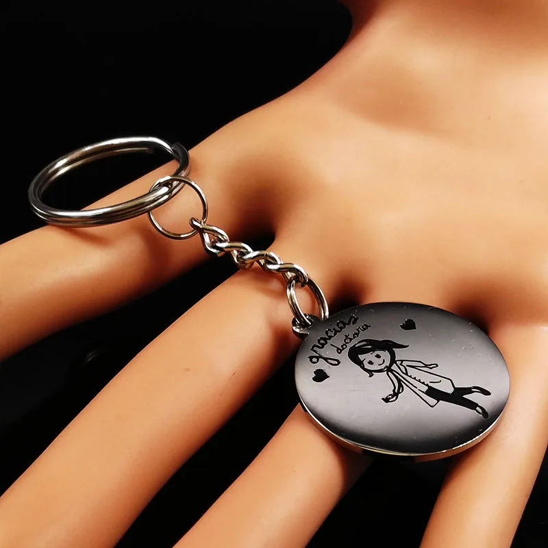 2021 New Fashion Doctor Stainless Steel Keyring for Women Silver Color Key Chains Jewelry llaveros de acero K836S01 | Украшения и