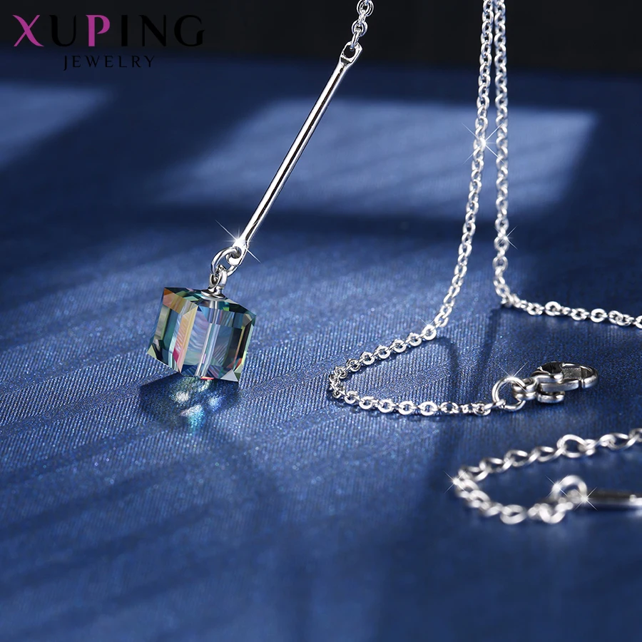 Xuping ювелирные изделия кулон квадратной формы кристаллами от Swarovski романтические ожерелья для девочек и женщин рождественские подарки M96-40179
