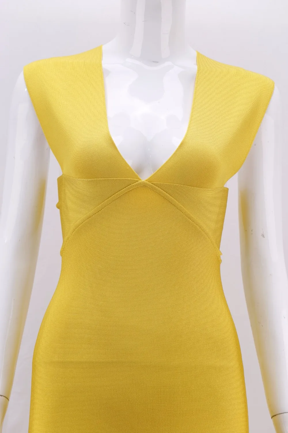 New ladies sexy bandage deep V top quality yellow sleeveless ankle dress cocktail party wholesale and retail B20 | Женская одежда