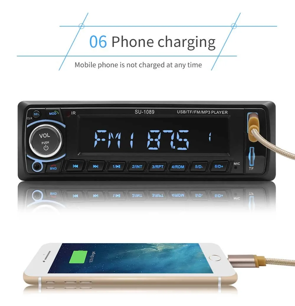 Автомагнитола 1 Din MP3 плеер Стерео Авторадио мультимедийный плеер Bluetooth FM пульт дистанционного управления Handsfree звонки USB SD cardIn-Dash