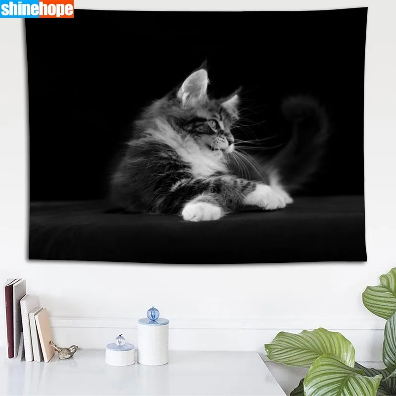 Пользовательские прекрасный кот гобелены с изображением животных настенный декоративный домашний, мебельно-декоративная ткань прямоугольник спальня настенный ковер на стену с рисунком 140X250 см - Цвет: Tapestry 18
