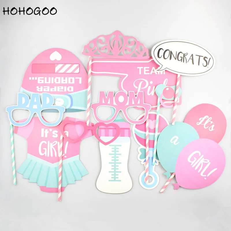 HOHOGOO 12 шт./компл. детский душ реквизит для фотографий розовый девочка синий