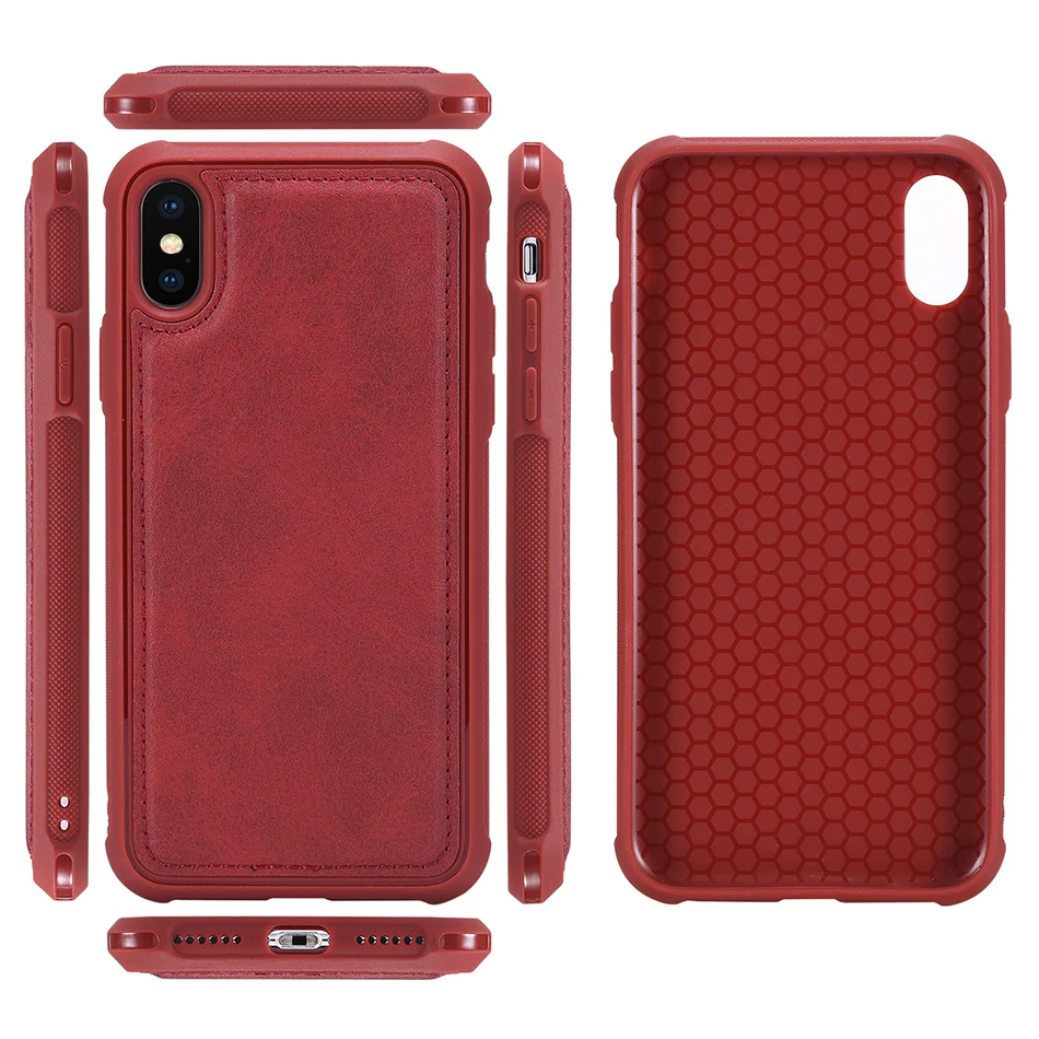 Для iPhone X Case кожи 2 в 1 Магнитная Съемная откидная крышка для iPhone 6 S Plus, 8, 7 Plus, 6, 6 S Чехол кошелек Coque B129