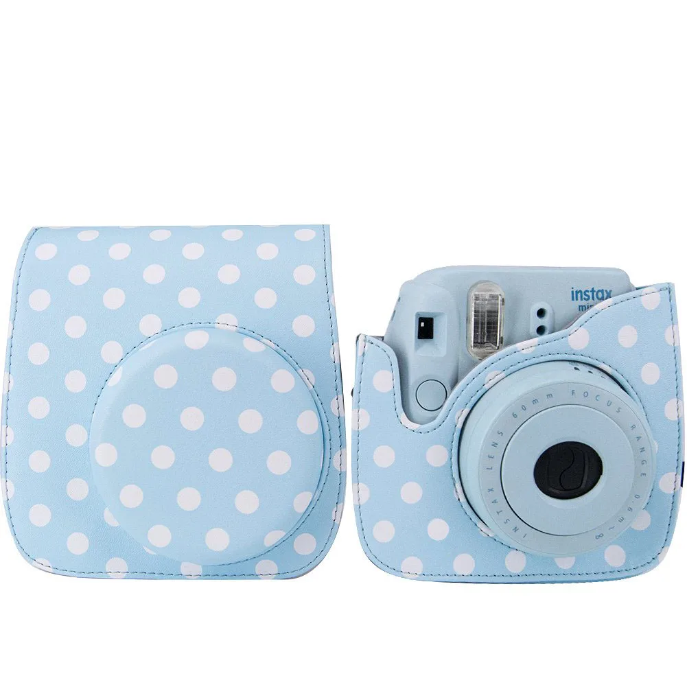 Чехол из искусственной кожи Instax Mini 9 для камеры синяя точка Fujifilm 8 мгновенная