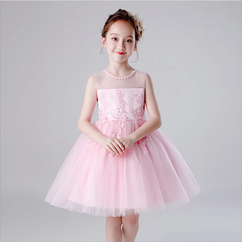 Pink It's Yiya/пышное платье из тюля с цветочным узором для девочек на свадьбу, вечерние платья для девочек, Первое Святое Причастие, BX1715 - Цвет: Pink