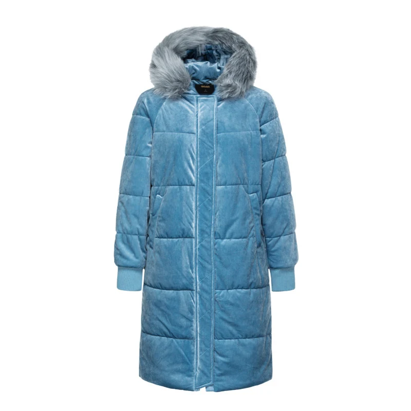 SEMIR женское бархатное пальто с капюшоном со съемной отделкой из искусственного меха, пальто с капюшоном на молнии и застежке