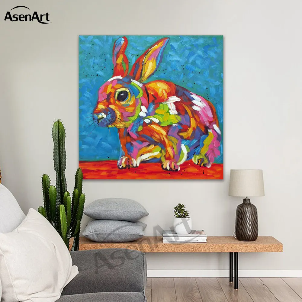 Художественное оформление Crazy Rabbit картина маслом Современная животная