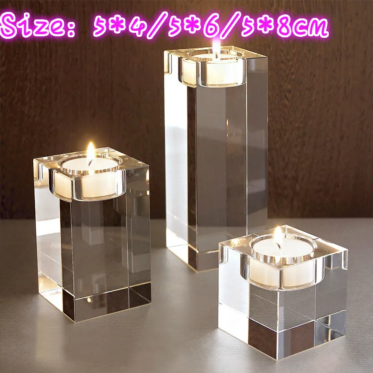 

3pcs Is A Set Of Size 5*4/5*6/5*8cm Crystal Glass Candlestick Transparent Romantic Wedding Ornaments Candle Holders