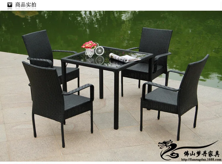 Стул из ротанга и кофейный столик Повседневная уличная мебель балкона садовая LT08