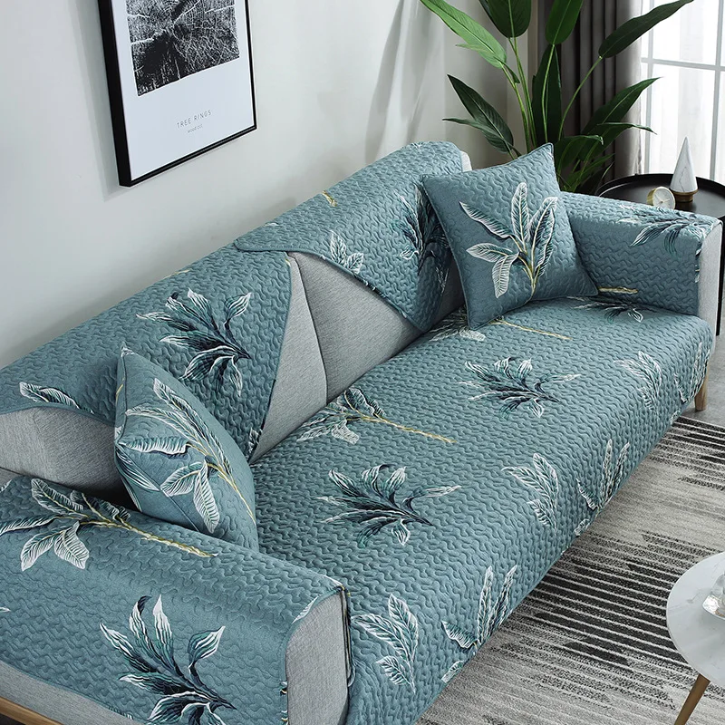 Solid Color Cool Plants Sofa Cover Cotton Slip-Resistant Towel Chair Covers Mats Living/Drawing Room L-Shaped | Дом и сад