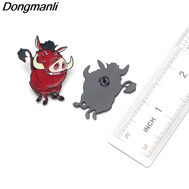 P3589 Dongmanli Король Лев Пумба металлические эмалированные булавки и Броши Модные нагрудные булавки рюкзак сумки значок подарки