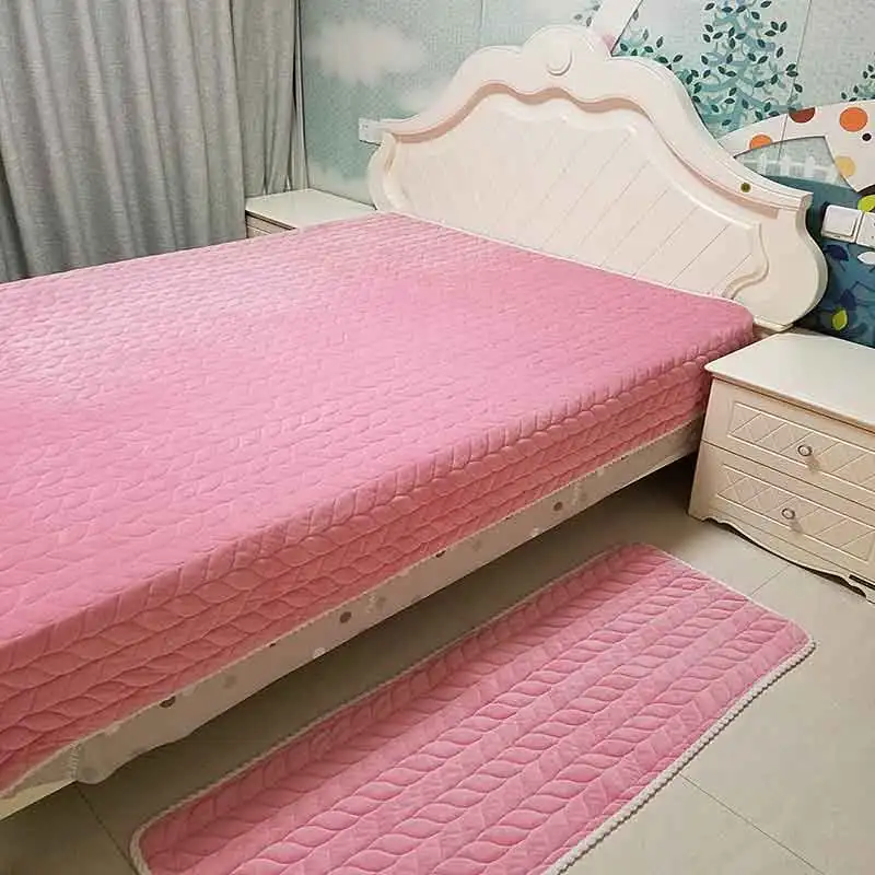 pink Однотонная плотная плюшевая Полиэстеровая/хлопковая простыня, противоскользящие частицы на спине, простыня, супертеплые и мягкие покрывала - Цвет: pink