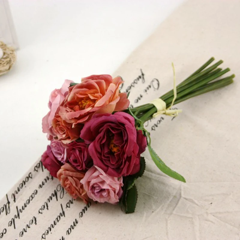 Большой букет цветов 9 шт. императорских роз Шелковый цветок искусственный для