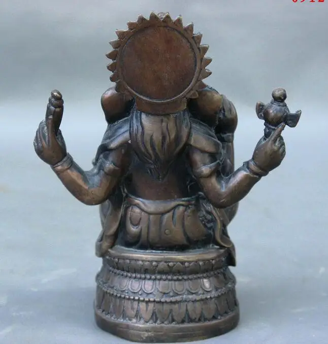 Тибетская бронза 4 Amrs Ганапати Ганеш Властелин слон статуя Будды мыши|statue of liberty