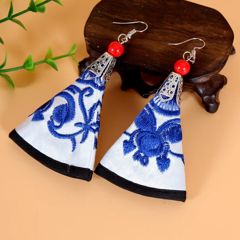 Серьги в богемном стиле винтажные этнические серьги ручной работы с вышивкой