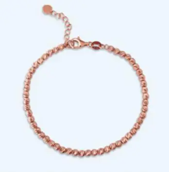 Rose gold color Sinya 18k Au750 золотые лазерные бусины, браслет для маленьких детей, девушек, женщин, длина от 12 см до 22 см, диаметр бисера 2,5 мм - Цвет камня: Rose gold color