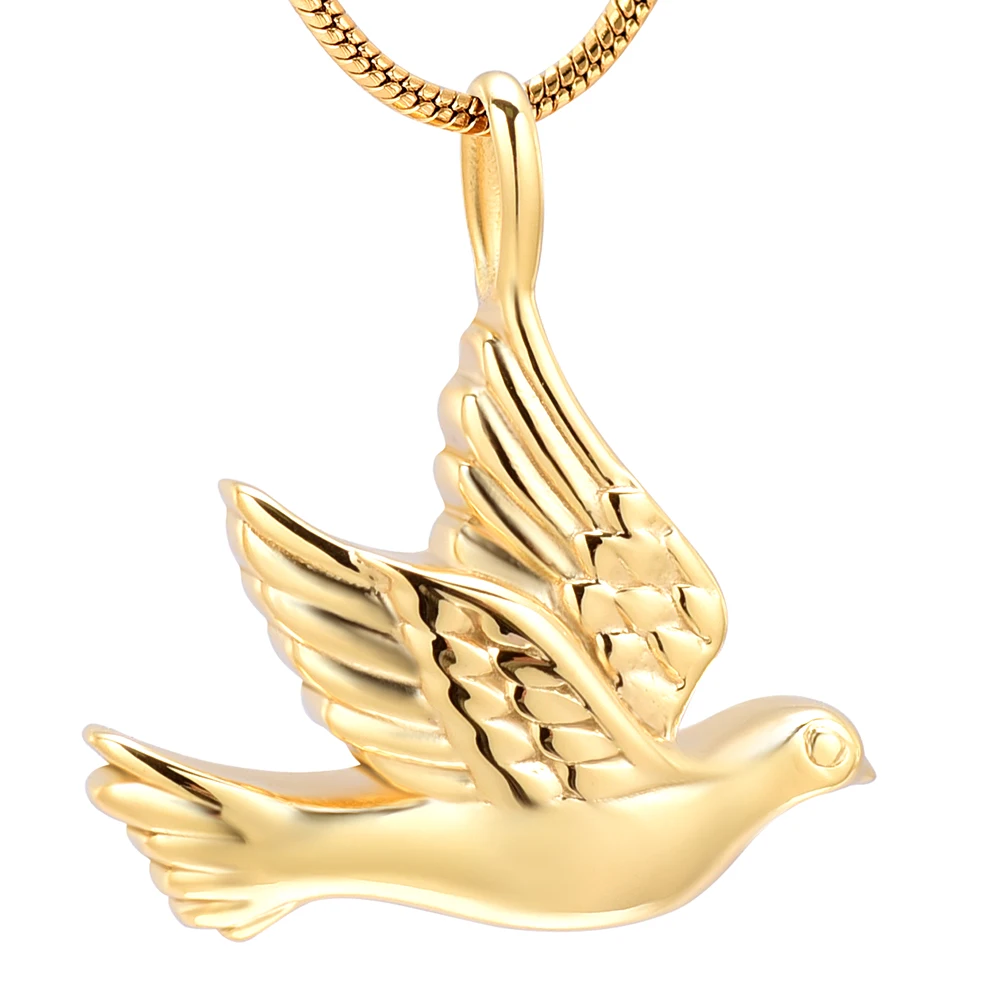 DJX10041 золотой цвет мир голубь кремация ювелирные изделия Pet памятная урна кулон 316L