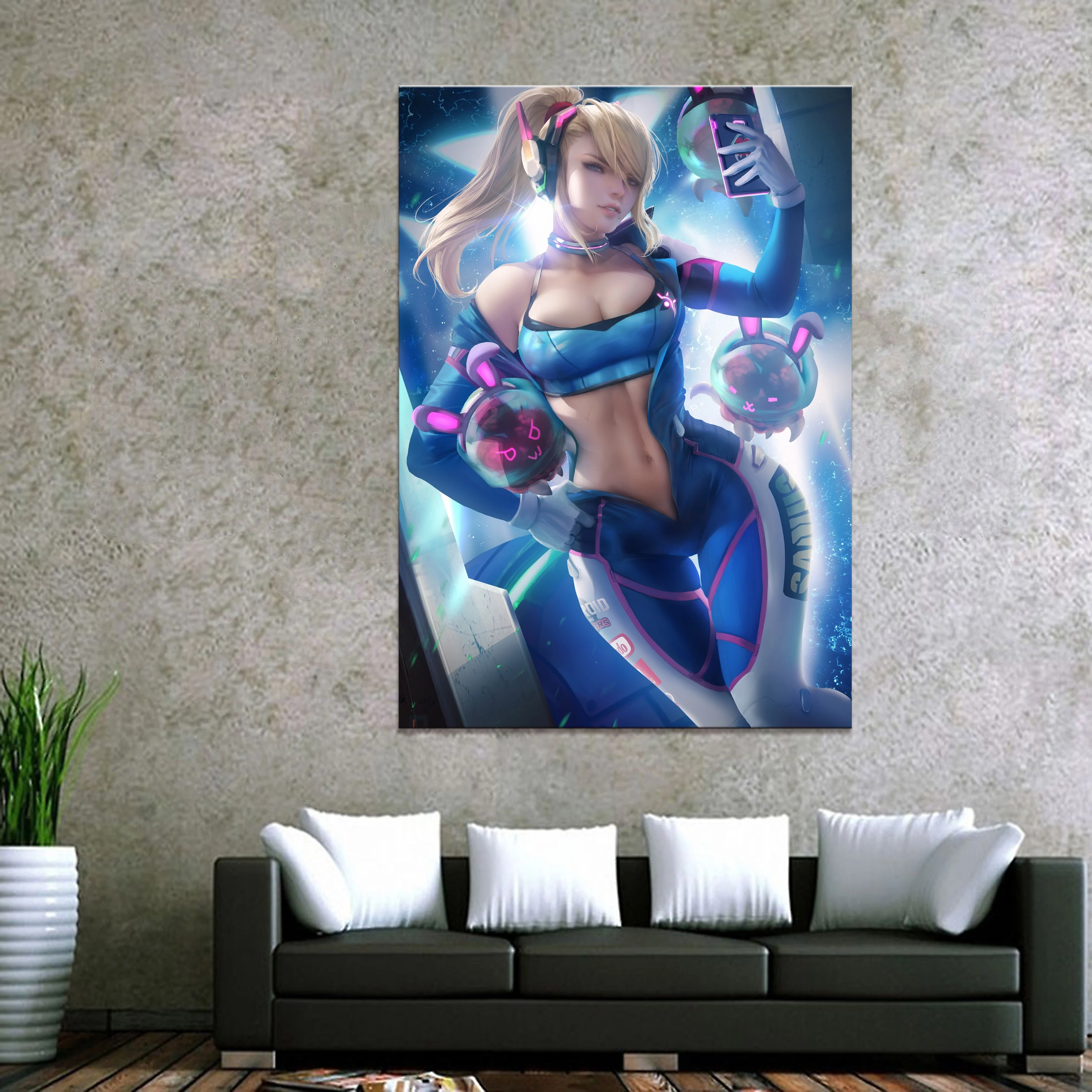 Модульная Картина на холсте для домашнего декора 1 шт. Blue D.Va Overwatch игровая картина