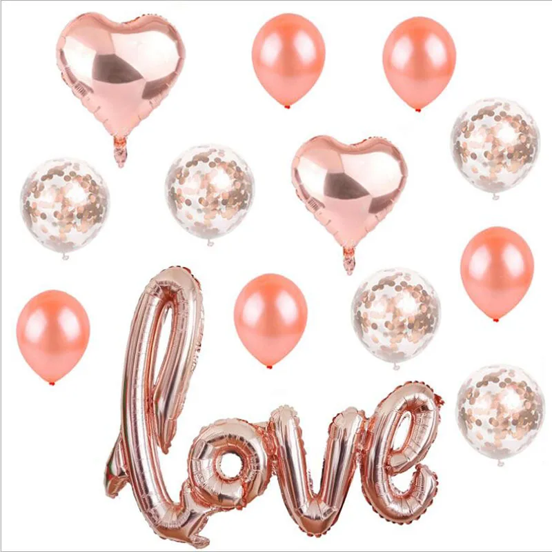 

15pcs/lot Creative Multi Confetti Heart Air Balloons Valentine's Day Party Foil Latex Love Balloons For Wedding Party Decoration