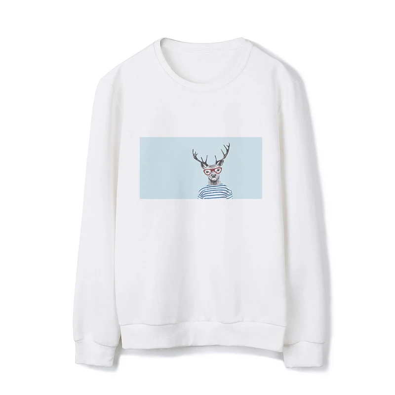 deer white Markless/худи с принтом на заказ; сезон осень-зима; повседневные мужские толстовки с принтом; Модный хлопковый пуловер; мужские Cпортивные костюмы толстовки - Цвет: deer white