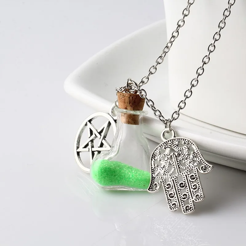 8 цветов Мода Желая Стеклянная бутылка мечты кулон звезда и флакон с пробкой