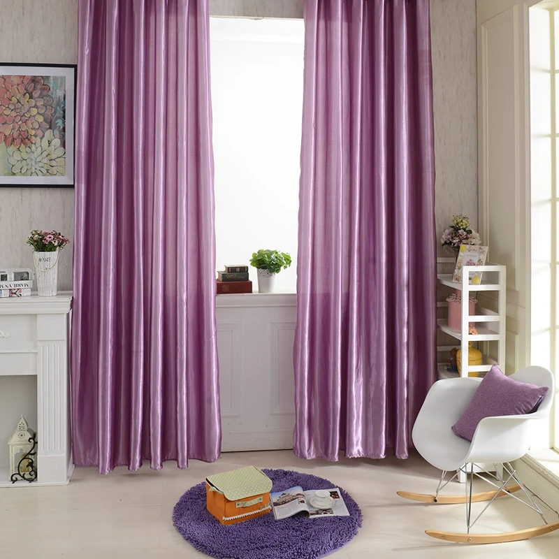 no11 Hot Sale 100 x 200cm Rod Pocket Top Solid Color Satin Curtain Panel Window Curtains40 - Цвет: no11