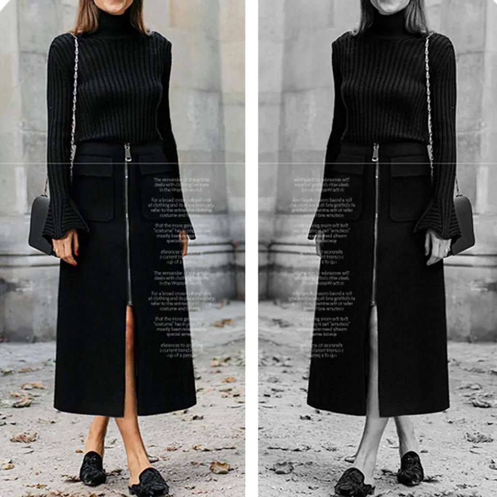 SAGACE Skirt Women Autumn Sexy Plus size Solid High Waist Long Maxi Slim Slinky Zipper faldas A-Line Skirt vadim jupe femme 9704