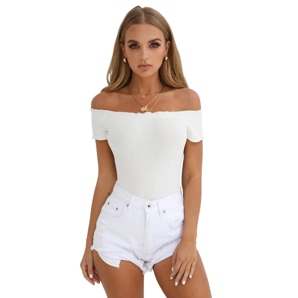 2018 Модный повседневный женский комбинезон с открытыми плечами боди короткими