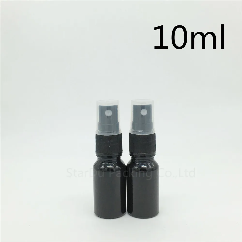 

Free Shipping 200pcs/lot 10ml black glass bottle with Perfume sprayer, Essential Oil Spray Glass Bottle, factory wholesale