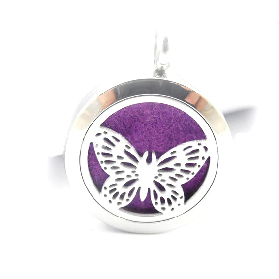 

2016 New 30mm Stainles Steel Insect Butterfly Round Aromatherapy/Essential Oil Diffuser Perfume Locket Pendant (Without Chain)