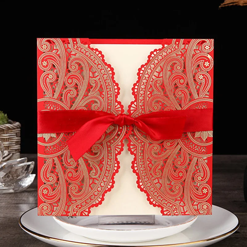 1 шт. синий белый золотой красный лазерная резка свадебные пригласительные