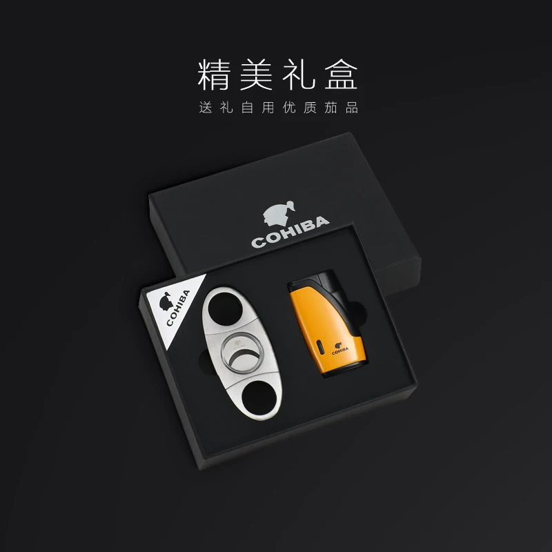 COHIBA металлическая ветрозащитная двухструйная Бутановая газовая зажигалка для