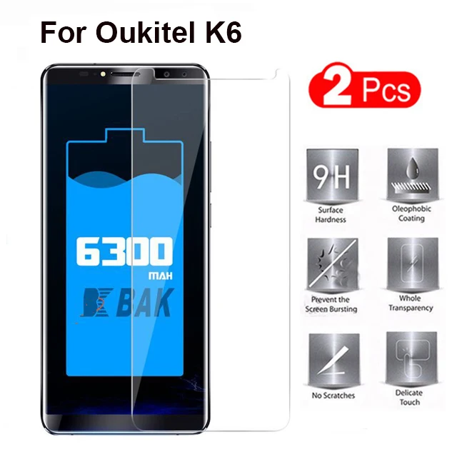 2 шт. закаленное стекло Oukitel K6 для 100% оригинальное премиум Стекло 9H 2.5D Защитная