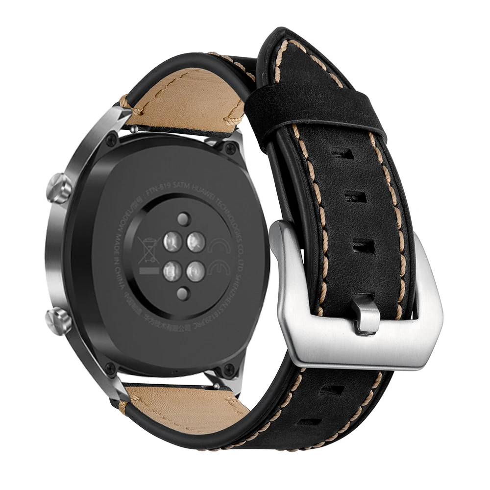 22mm New Genuine Leather Watchband For HUAWEI GT Honor Magic Men's Simple Black Brown Quality Smart Wrist Bracelet Strap | Наручные