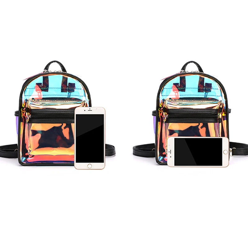 

Hot Fashion sac transparent femme Versatile backpack women luxury designer Student Bag Laser transparent jelly backpack dropship