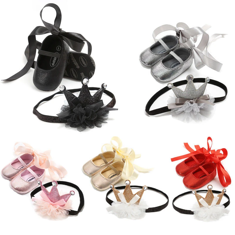Обувь для новорожденных девочек повязка на голову обувь с бантом аксессуары