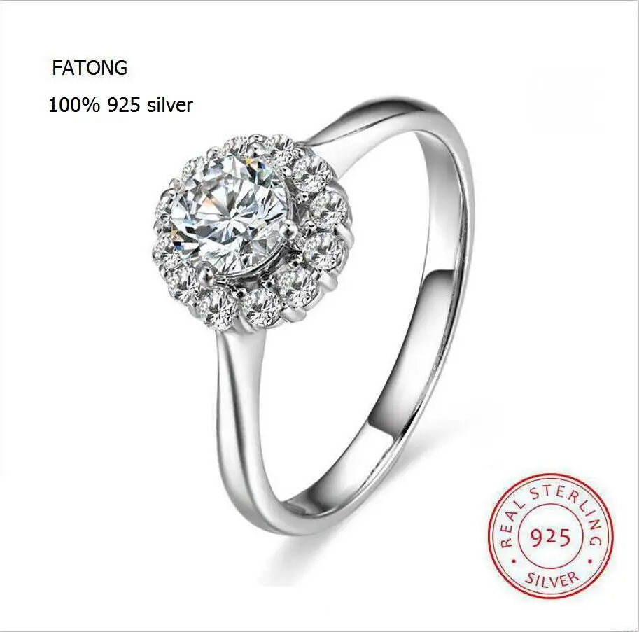 925 sterling silver jewelry zircon ring wedding female high-end bridal t031 | Украшения и аксессуары