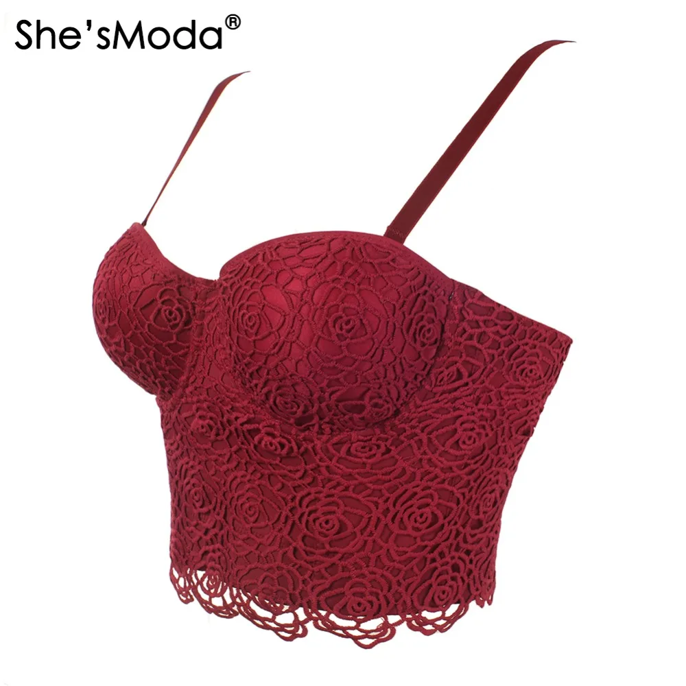 Женский корсет бюстье She'sModa кружевной пуш ап с цветочным принтом обрезанный для