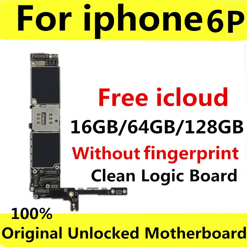 16 ГБ 32 ГБ 64 ГБ оригинальная материнская плата для iPhone 6 P разблокированная материнская плата iCloud IOS логическая плата с/без отпечатков пальцев