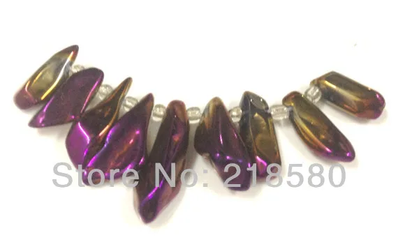 

H-PPB03 10sets/lot Mystic Purple Titanium Quartz Point Pendant Bead Set