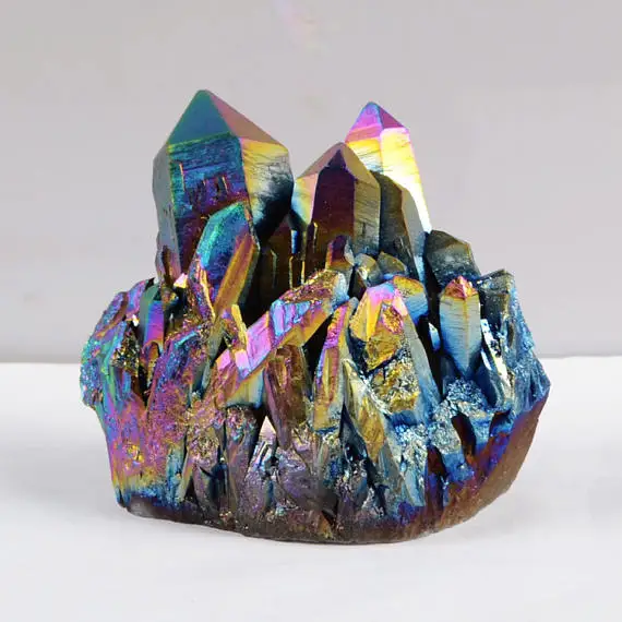 Кристаллический кластер с титановым покрытием Rainbow Aura образец драгоценного
